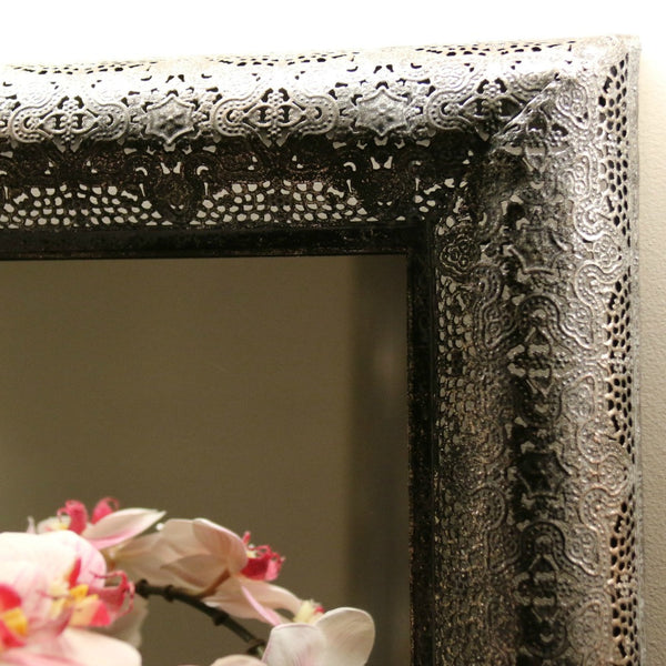 Square mirror with metal cutwork frame - adorned-interiors